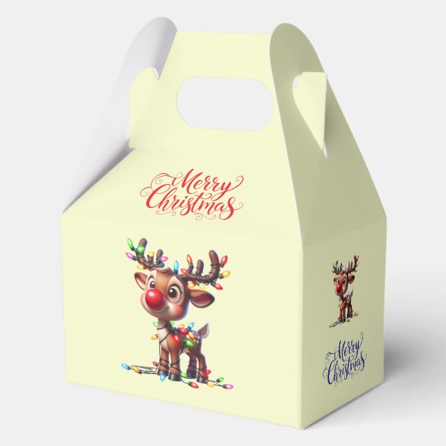 Christmas Merry Christmas Rudolph Favor Gift Favour Box (Front)