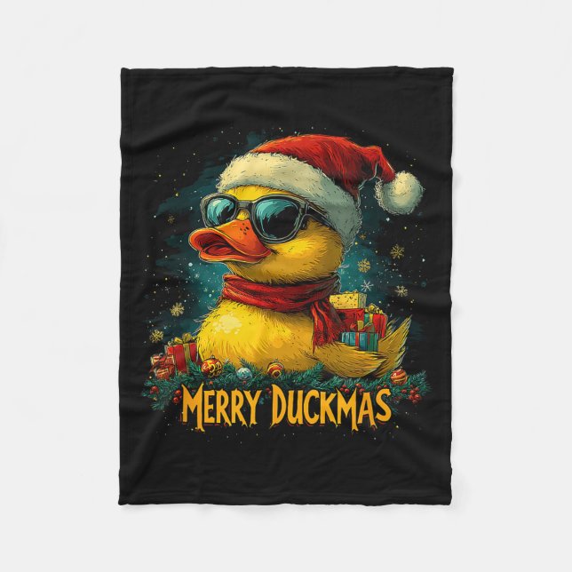 Christmas Merry Duckmas Funny Quackmas Pajama Duck Fleece Blanket (Front)