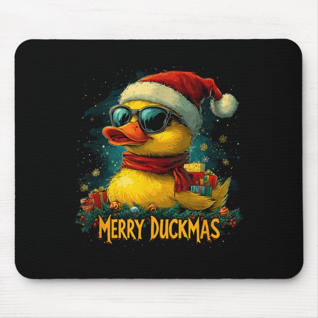 Christmas Merry Duckmas Funny Quackmas Pajama Duck Mouse Pad (Front)