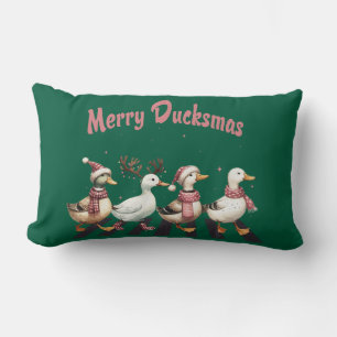 Christmas Merry Ducksmas Throw Pillow