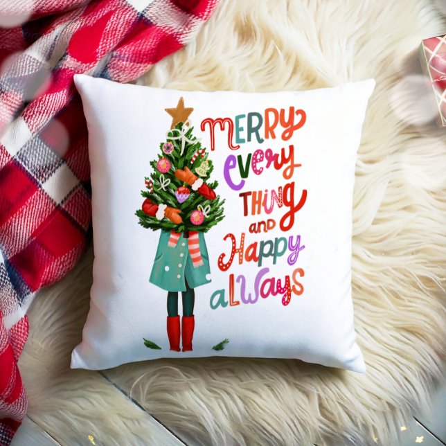 Christmas Merry Everything Happy Always Xmas Tree Cushion (Creator Uploaded)
