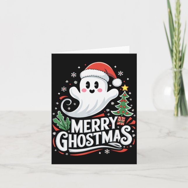 Christmas Merry Ghostmas Santa Srit Xmas Pajamas S Card (Front)