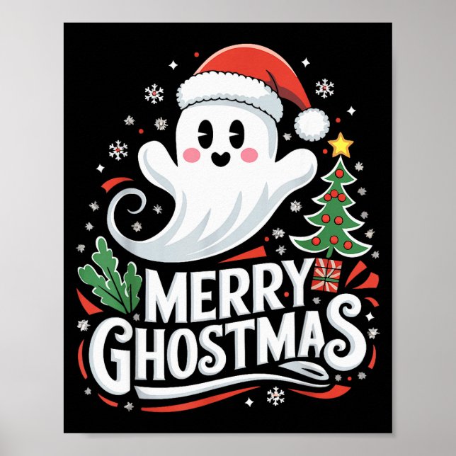 Christmas Merry Ghostmas Santa Srit Xmas Pajamas S Poster (Front)