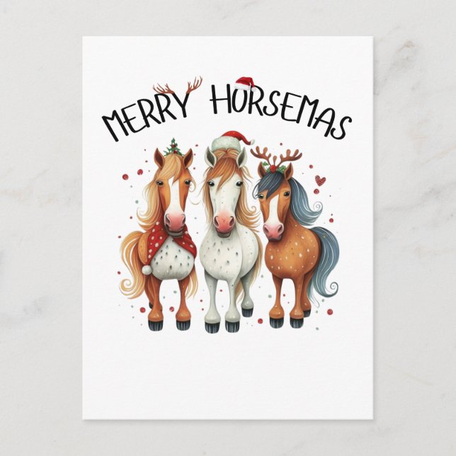 Christmas Merry Horsemas Christmas Horse  Postcard (Front)