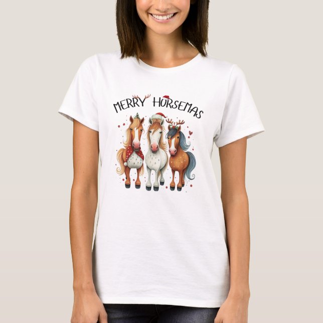 Christmas Merry Horsemas Christmas Horse  T-Shirt (Front)