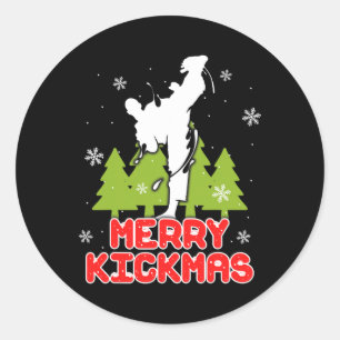 Christmas Merry Kickmas Funny Christmas Tree Kickb Classic Round Sticker