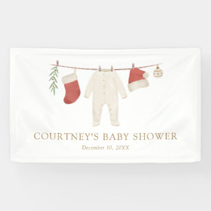 Christmas Merry Little Baby Shower Banner