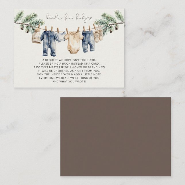 Christmas Merry Little Baby Shower Book Request  Enclosure Card (Front/Back)