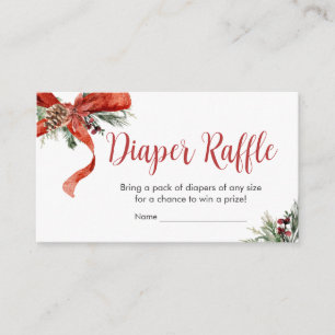 Christmas Merry Little Baby Shower Diaper Raffle Enclosure Card