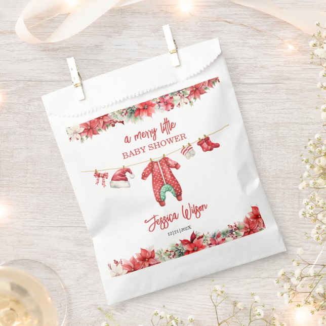 Christmas Merry Little Baby Shower Gender Neutral Favour Bag (Clipped)