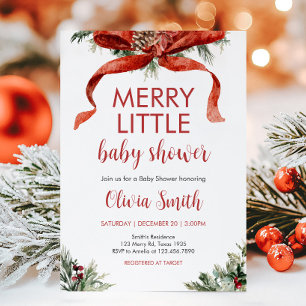 Christmas Merry Little Baby Shower Invitation