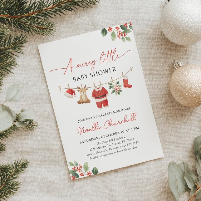 Christmas Merry Little Baby Shower Invitation (Creator Uploaded)