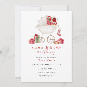 Christmas Merry Little Baby Shower Invitation