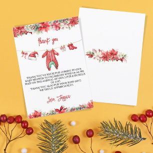 Christmas Merry Little Baby Shower Thank You Invitation