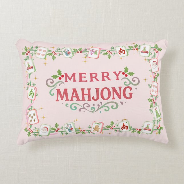 Christmas Merry Mahjong Decorative Cushion (Front)