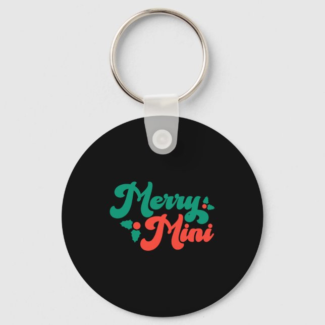 Christmas Merry Mini Cute Modern Tygraphy Script B Key Ring (Front)