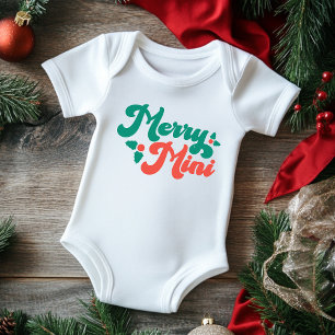 Christmas Merry Mini Cute Modern Typography Script Baby Bodysuit