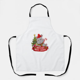 Christmas Merry Moo Deng Cute Baby Hippo Bouncy Ap Apron