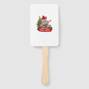 Christmas Merry Moo Deng Cute Baby Hippo Bouncy Ap Hand Fan