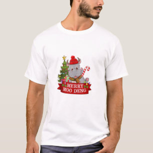 Christmas Merry Moo Deng Cute Baby Hippo Bouncy Ap T-Shirt