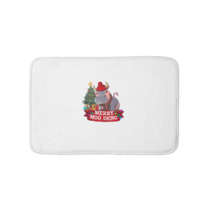 Christmas Merry Moo Deng Cute Baby Hippo Bouncy Xm Bath Mat