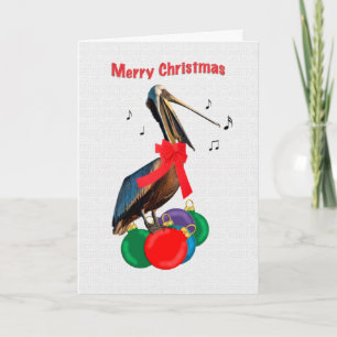 Christmas, Merry, Pelican Singing Holiday Card