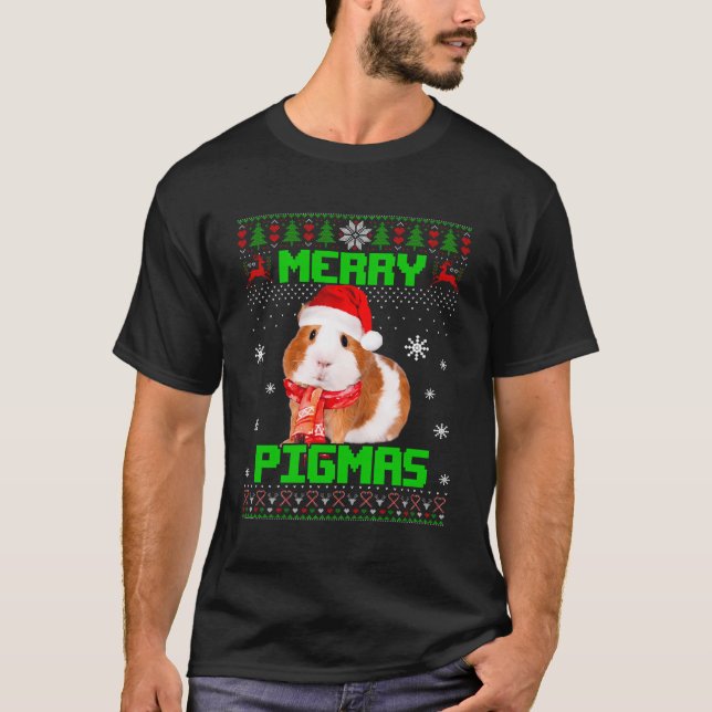 Christmas Merry Pigmas Santa Hat Light Ugly Sweate T-Shirt (Front)