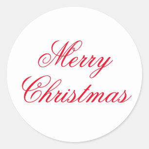 Christmas merry red script modern Flemish  Classic Round Sticker