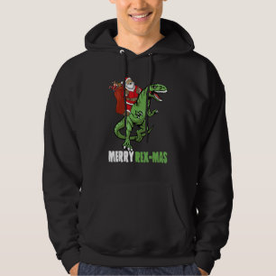 Christmas Merry Rex Mas Santa Riding Dinosaur For  Hoodie