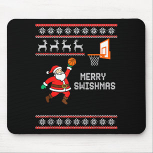 Christmas Merry Swishmas Ugly Basketball Christmas Mouse Pad