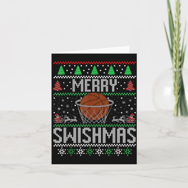 Christmas Merry Swishmas Ugly Christmas Sweater Ba Card (Front)