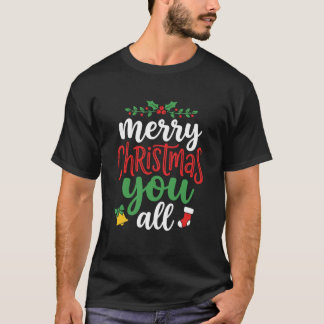 Christmas Merry You All Holiday Typography T-Shirt