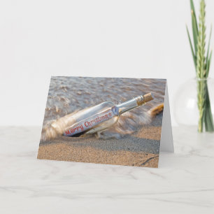 Christmas message in a bottle holiday card