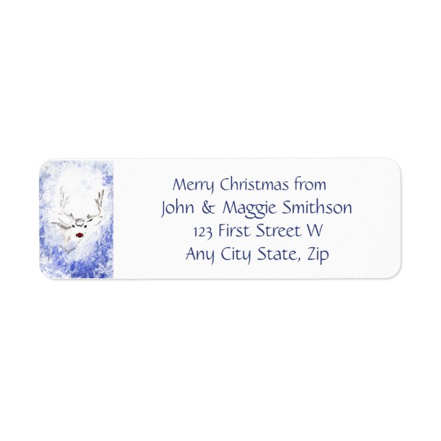 Christmas Message Reindeer Red Nose Fun Return Address Label (Front)