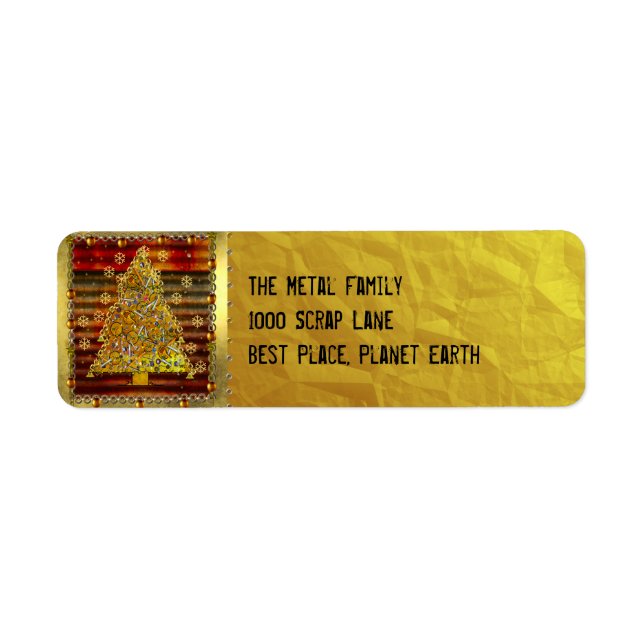 Christmas Metal Tree Return Address Label (Front)
