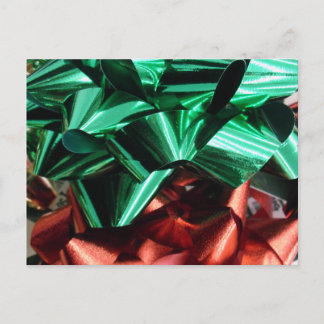 Christmas Metallic Foil Bows (Green & Red) Holiday Postcard