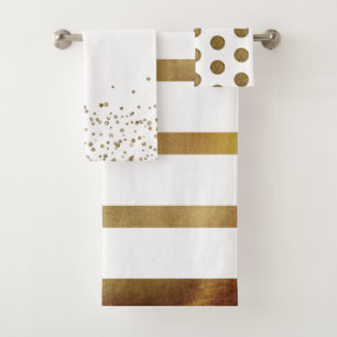 Christmas Metallic Gold and White Bath Towel Set