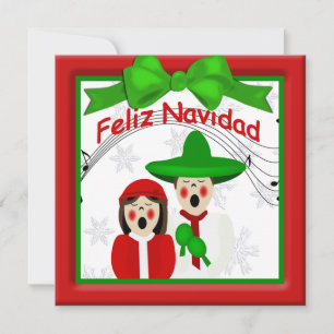 Christmas Mexican Carolers Couple Greeting Holiday Card