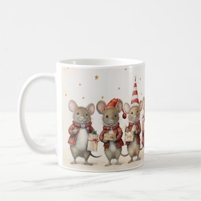 Christmas Mice Coffee Tea Mug (Left)