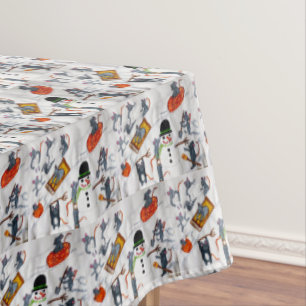 CHRISTMAS MICE PLAYING IN THE SNOW TABLECLOTH