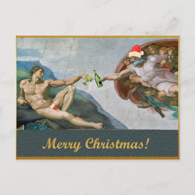 Christmas Michelangelo Holiday Postcard (Front)