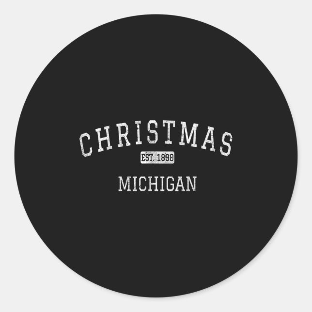 Christmas Michigan Mi Vintage  Classic Round Sticker (Front)