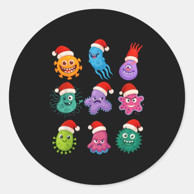 Christmas Microbiology Bacteria Santa Science Xmas Classic Round Sticker (Front)
