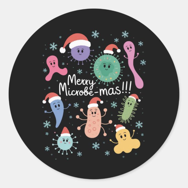 Christmas Microbiology Science Teacher Microbe Classic Round Sticker (Front)