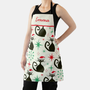 Christmas Mid Century Atomic Cats Custom Apron