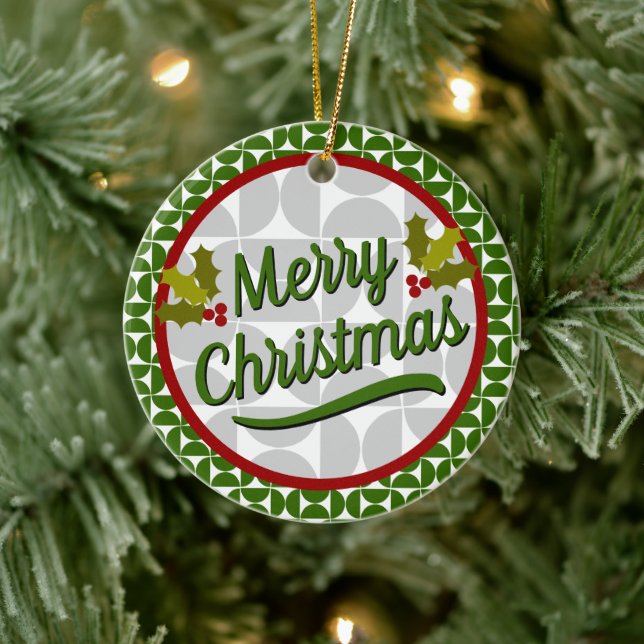 Christmas - Mid Century Modern Shapes Ceramic Ornament (Tree)