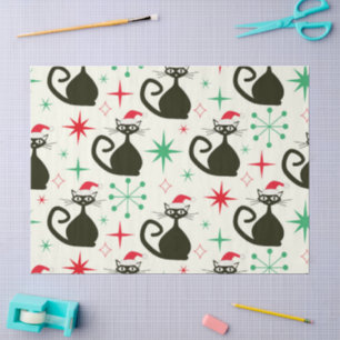 Christmas Mid Century Retro Atomic Cats Tissue Paper