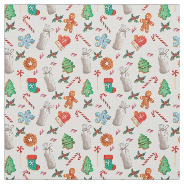 Christmas Milk and Cookies Fabric (Swatch)