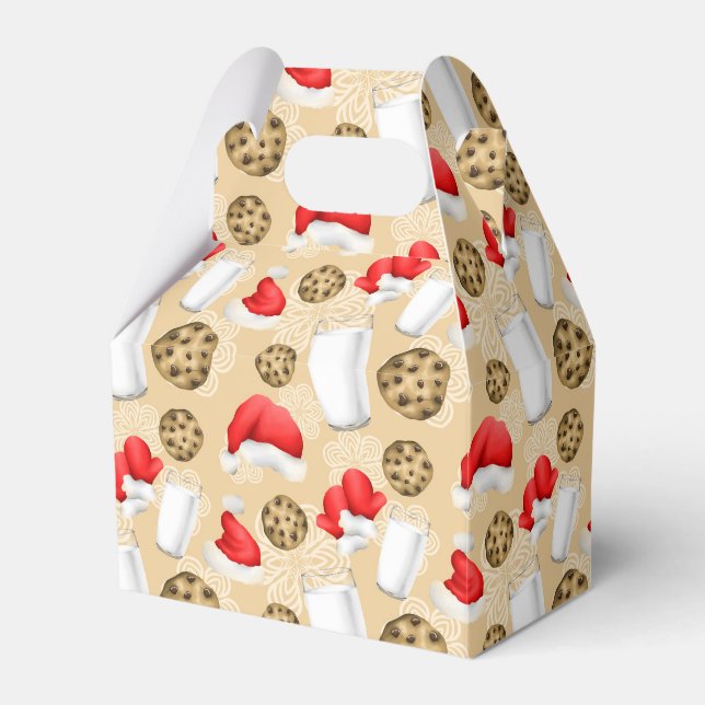 Christmas milk and cookies party tiled pattern  favour box (Front Side)