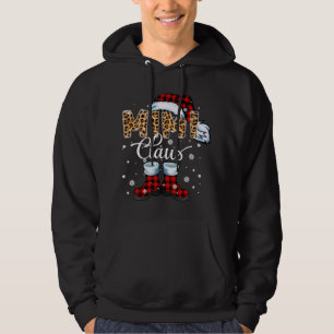 Christmas Mimi Claus Leopard Buffalo Plaid Pajama Hoodie
